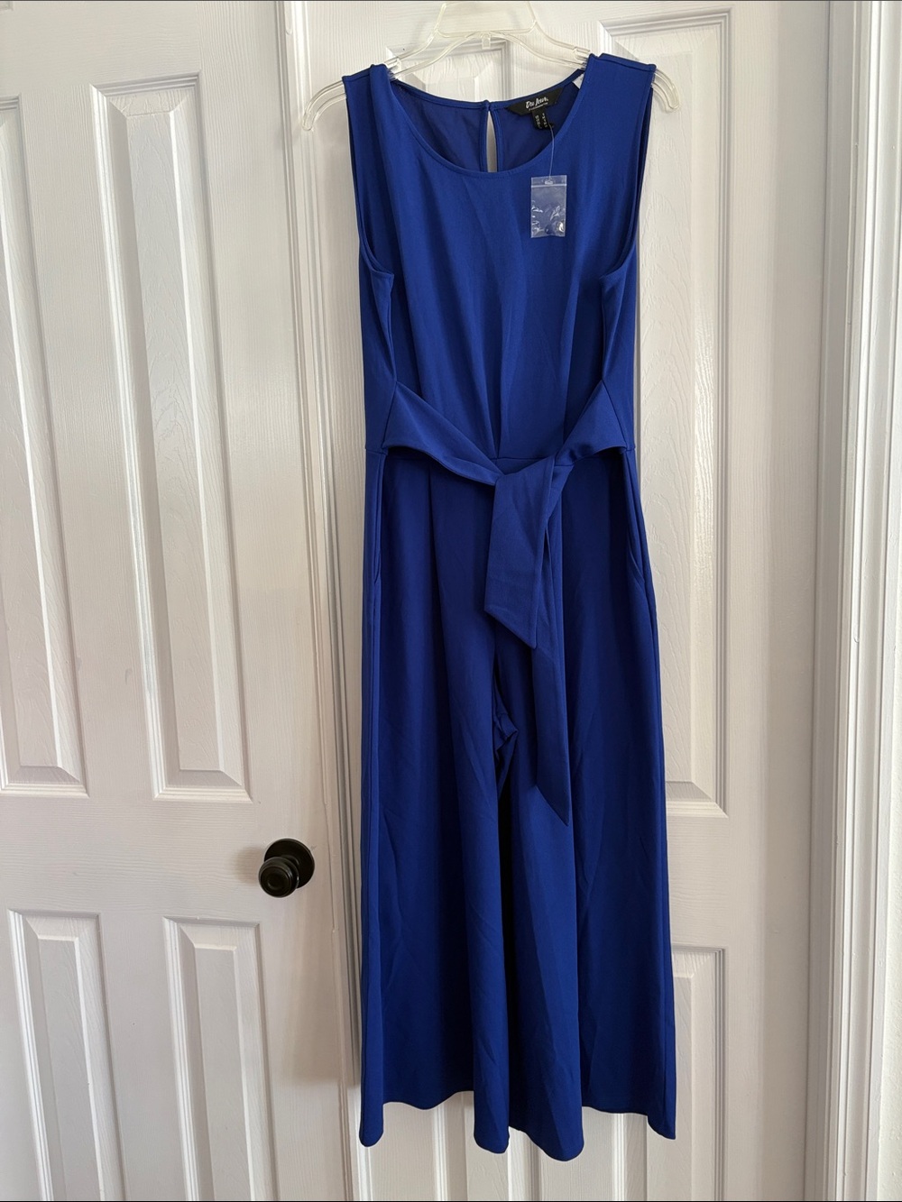 Du Jour sleeveless Electric Royal Blue Wide-Leg Jumpsuit Romper Tie Waist NWT